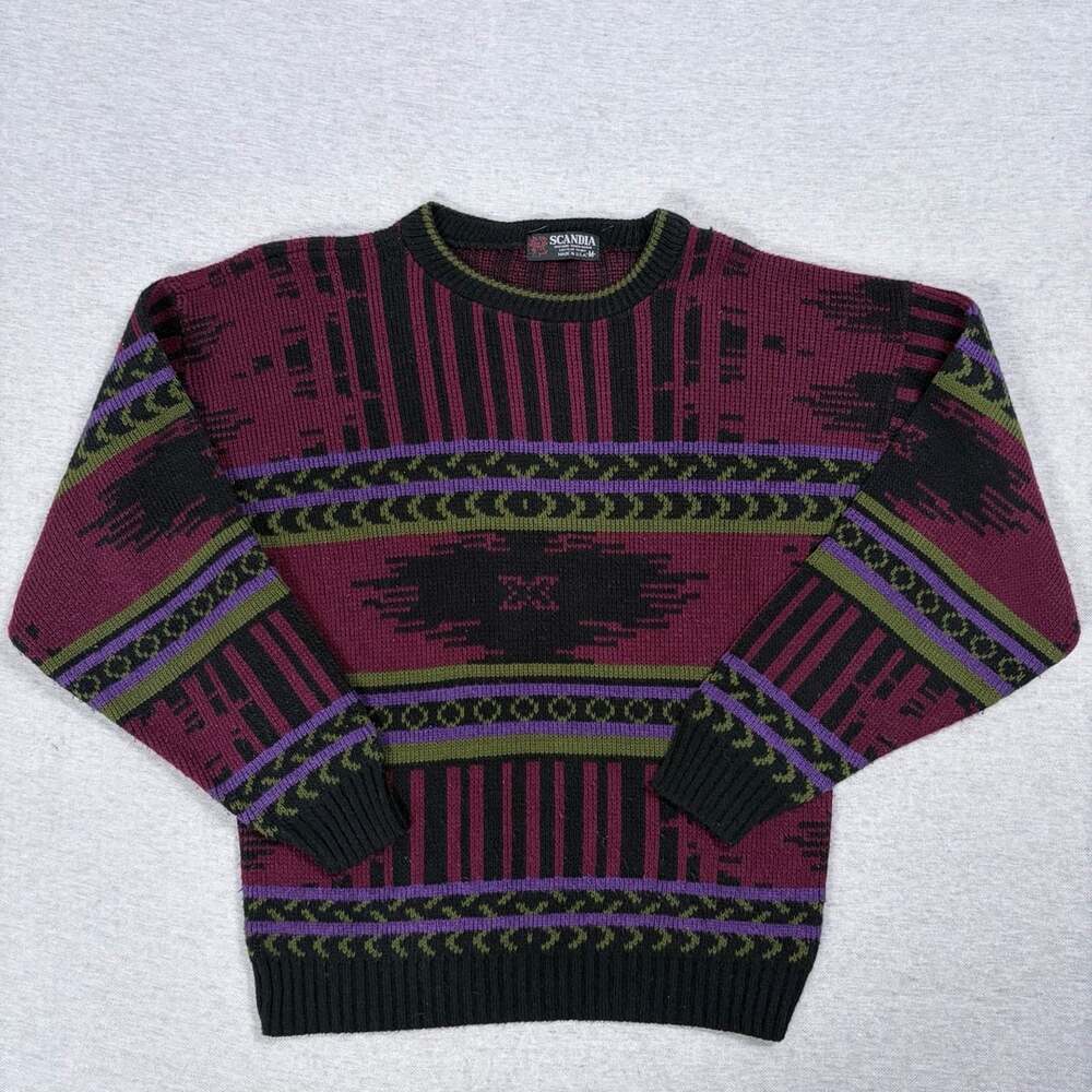 Vintage Scandia 100% Acrylic Aztec Pattern Crewneck Sweater Made in USA Medium
